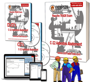 C22 Asbestos Abatement Certification exam course with HAZ Trade manual, CD.s, DVDs, & online practice tests