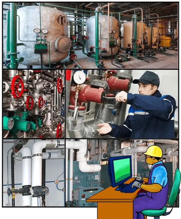 California C4 Boiler and Heating Course cover: commercial boilers, pipes, valves, tradesman, exam prep cartoon.