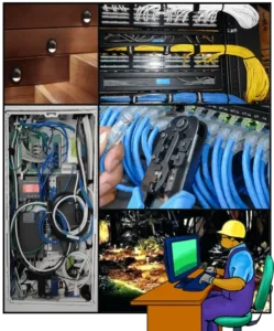 California C7 Low Voltage Systems Course cover: recessed lighting, panels, tradesman, outdoor illumination, exam prep cartoon.